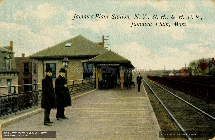 Postcard: Jamaica Plain Station, New York, New Haven & Hartford Railroad, Jamaica Plain, Massachusetts